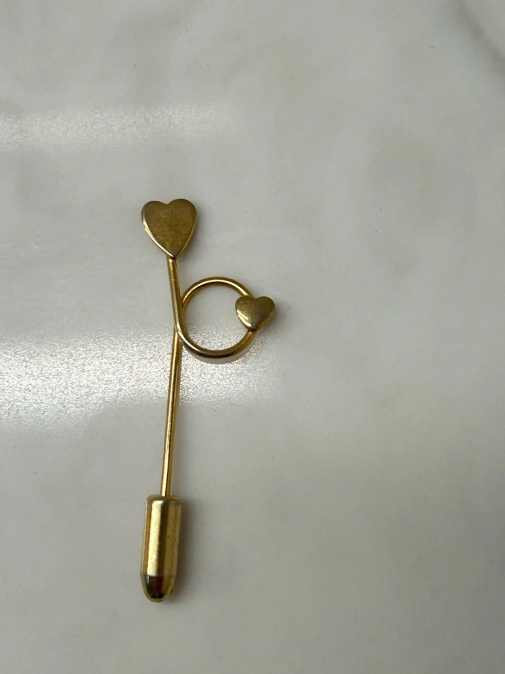 Gold Heart Stick Pin Brooch